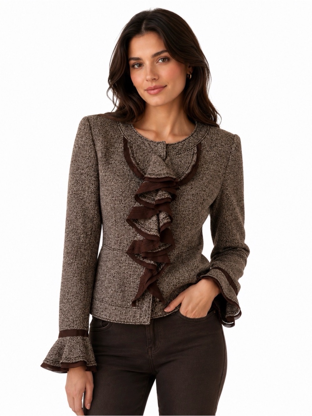Philippe Adec2 Blazer Brown Ruffle 4